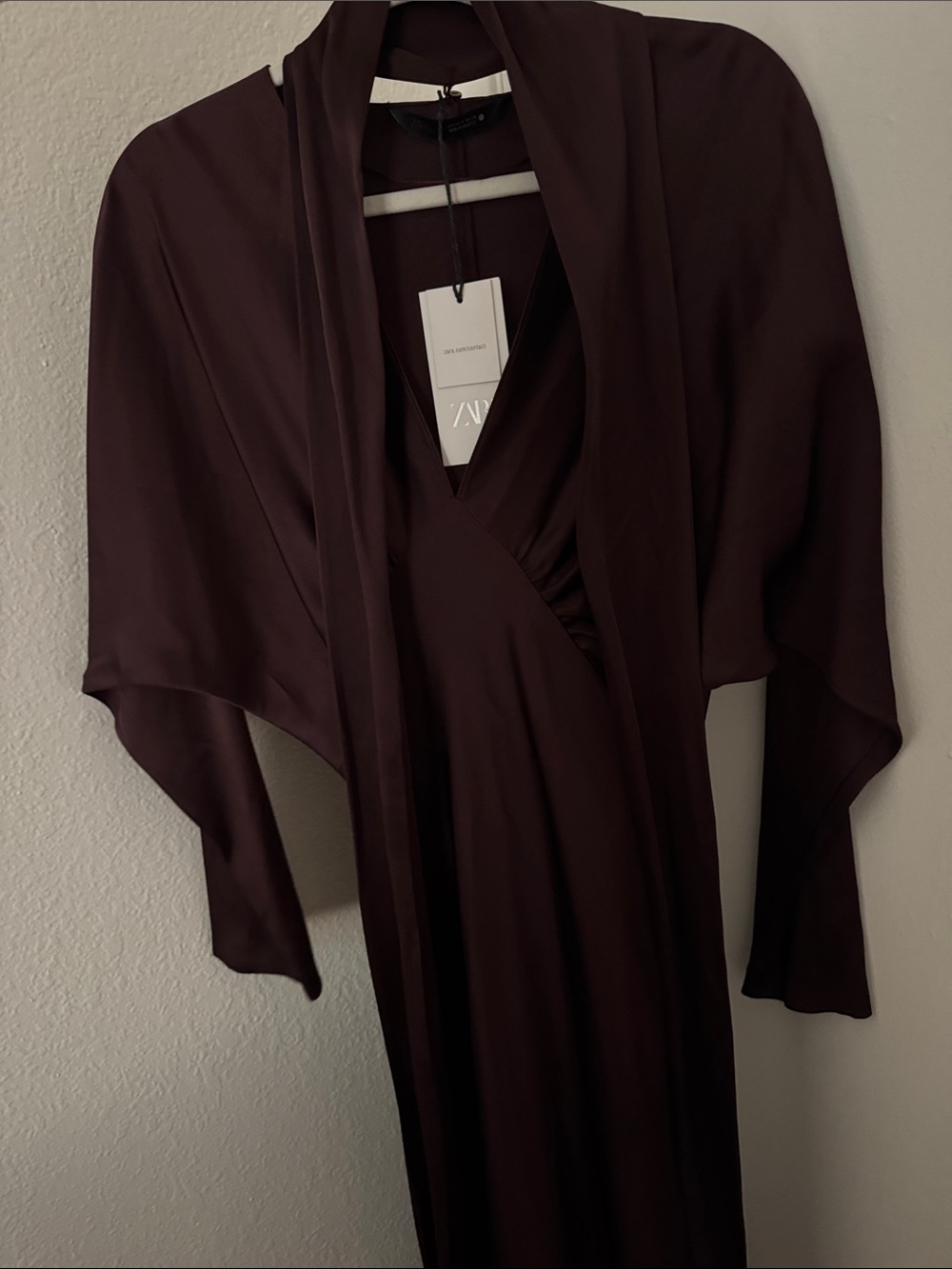 Zara Long Sleeve Wrap Dress — Dark Brown - Picture 4 of 5